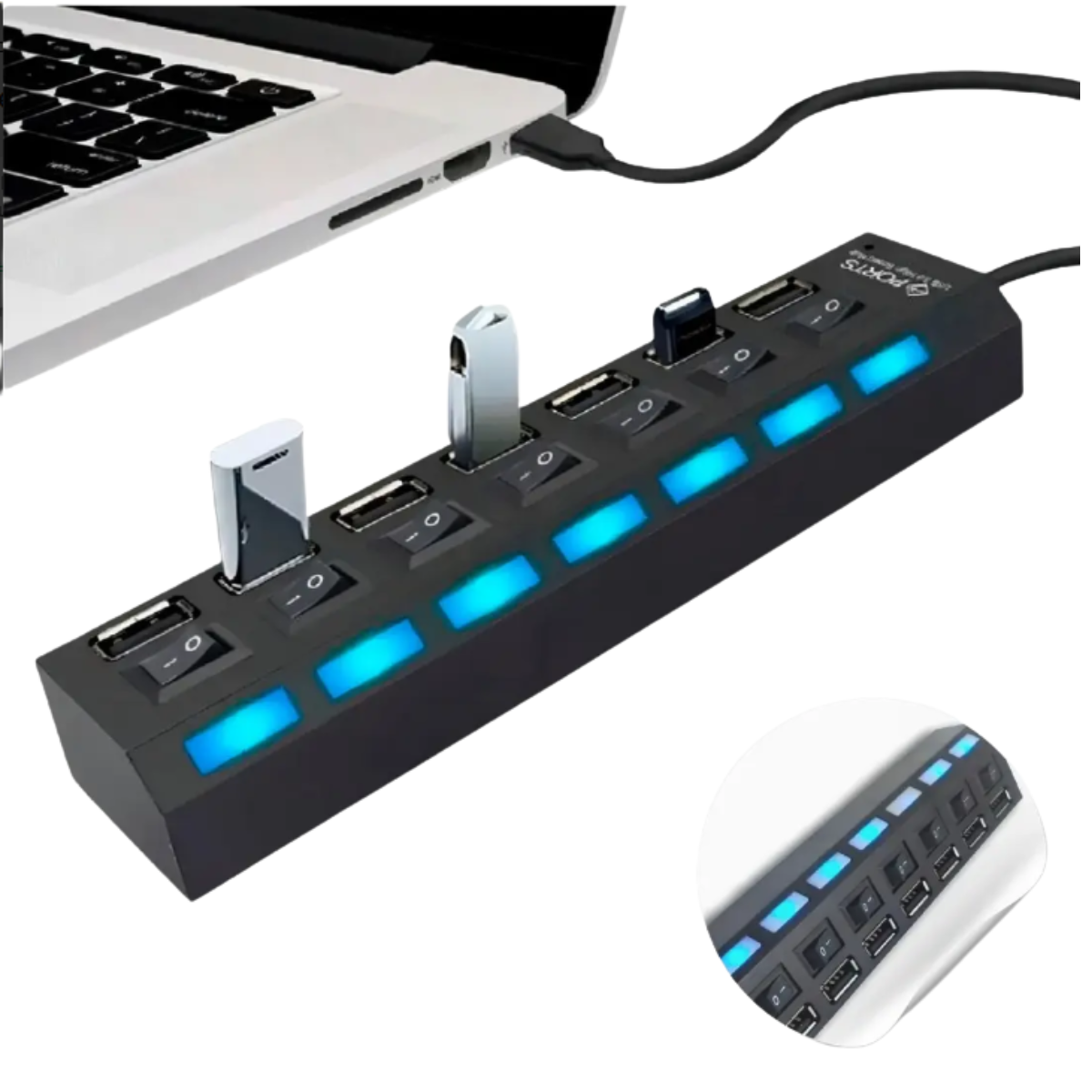 HUB 7 PORTAS USB 3.0 LEHMOX LEY-199 - imagem