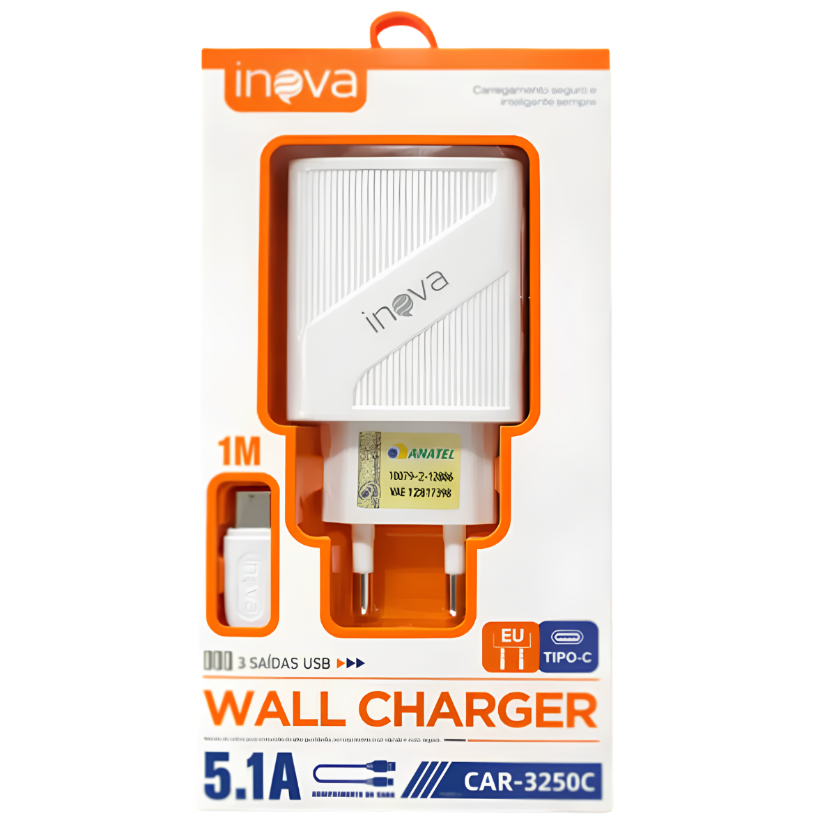 CARREGADOR INOVA TYPE-C 5.1A COMPLETO