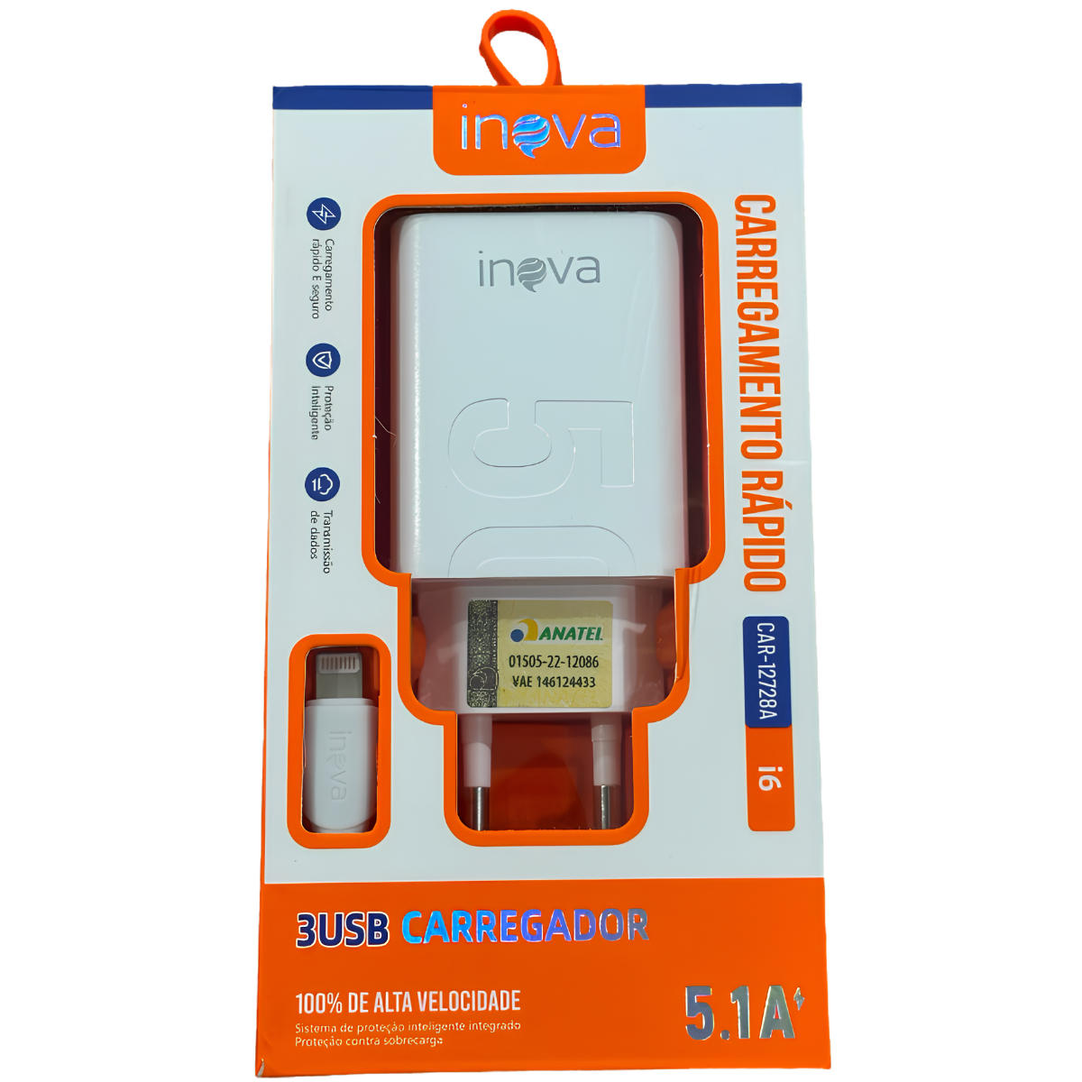 CARREGADOR INOVA IPHONE IOS 5.1A COMPLETO