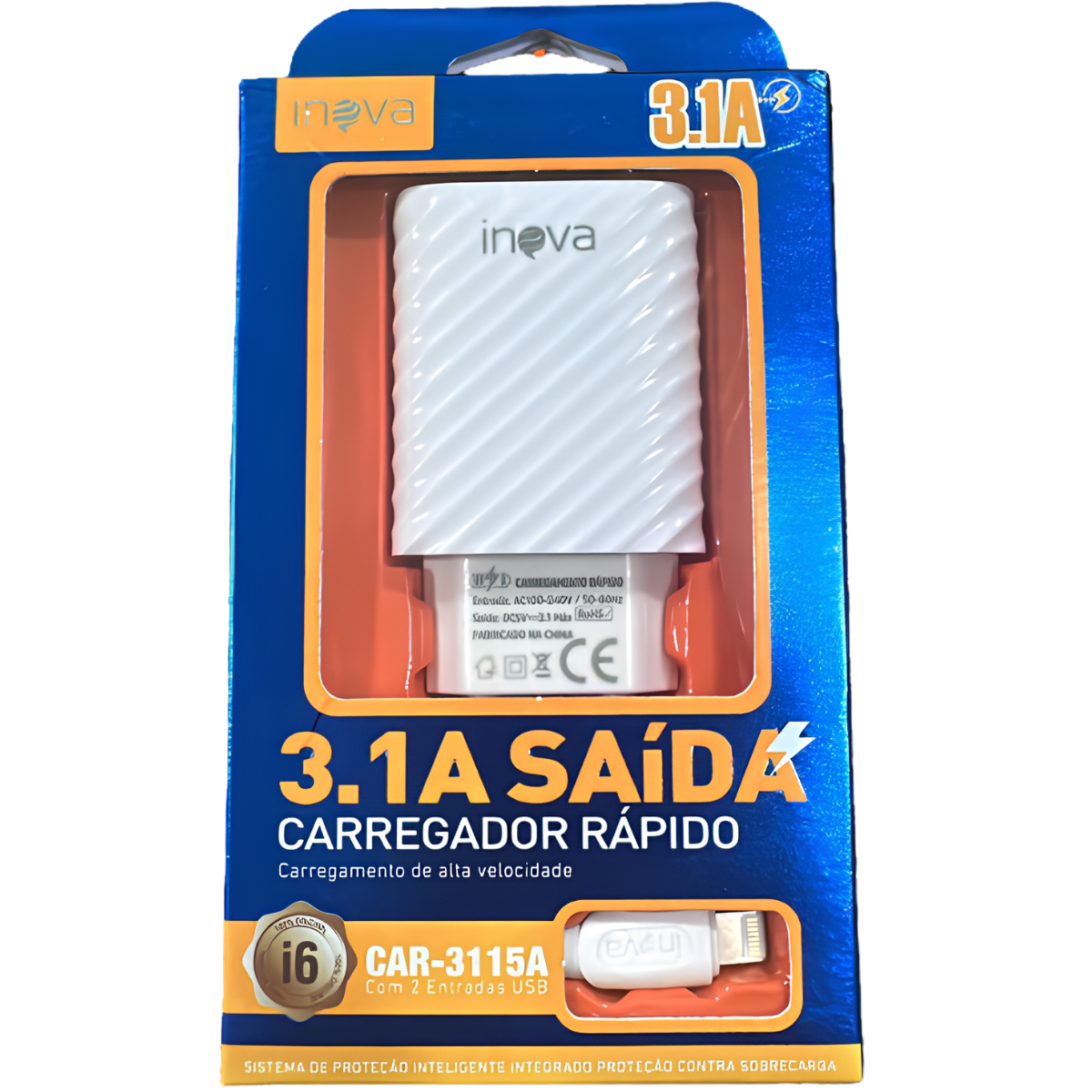 CARREGADOR INOVA IPHONE IOS 3.1A COMPLETO