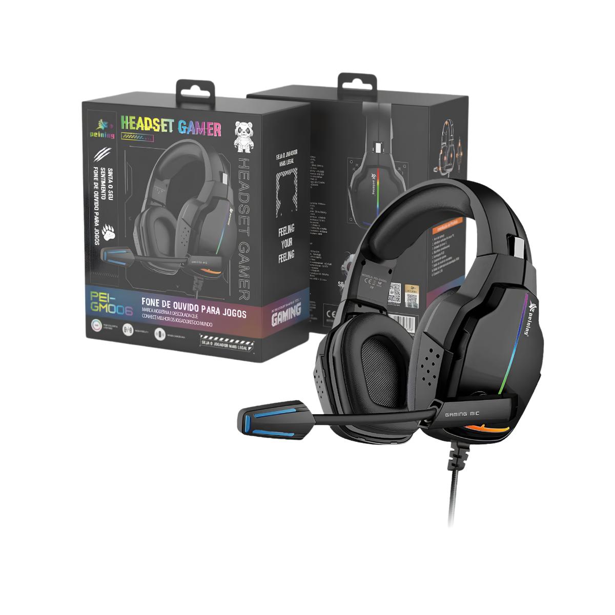FONE DE OUVIDO GAMER HEADSET COM MICROFONE PEINING (PEI-M006)