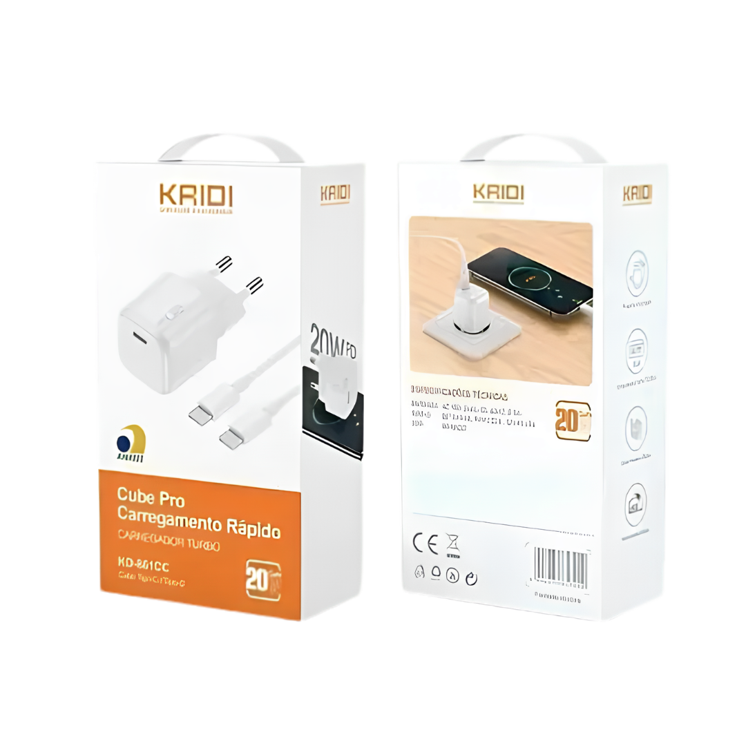 CARREGADOR COMPLETO FONTE TIPO-C / TIPO-C KAIDI (KD-661CC)