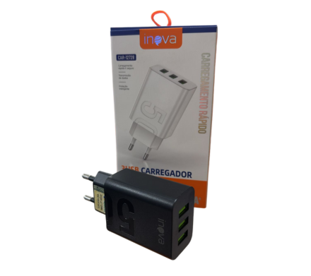 FONTE INOVA 3 ENTRADAS USB 5.1A INOVA (CAR-12817)