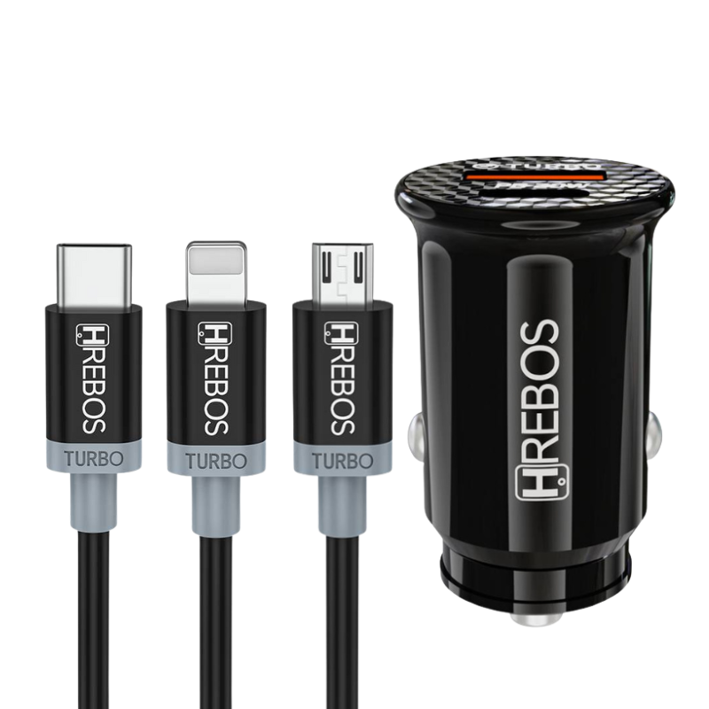 CARREGADOR VEICULAR COMPLETO HREBOS 18W